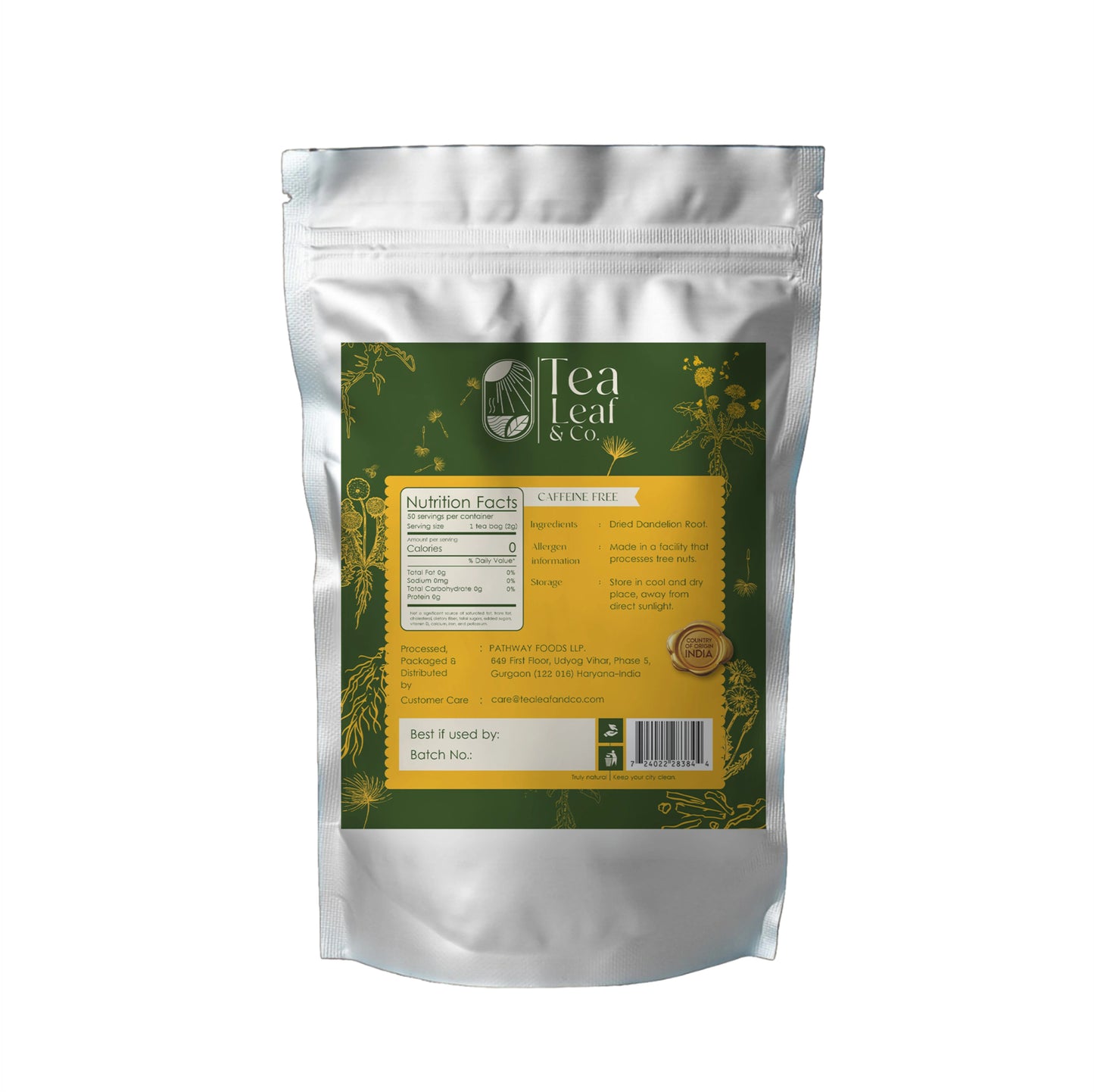 Dandelion Root Pure Herbal Tea (50 Tea Bags)