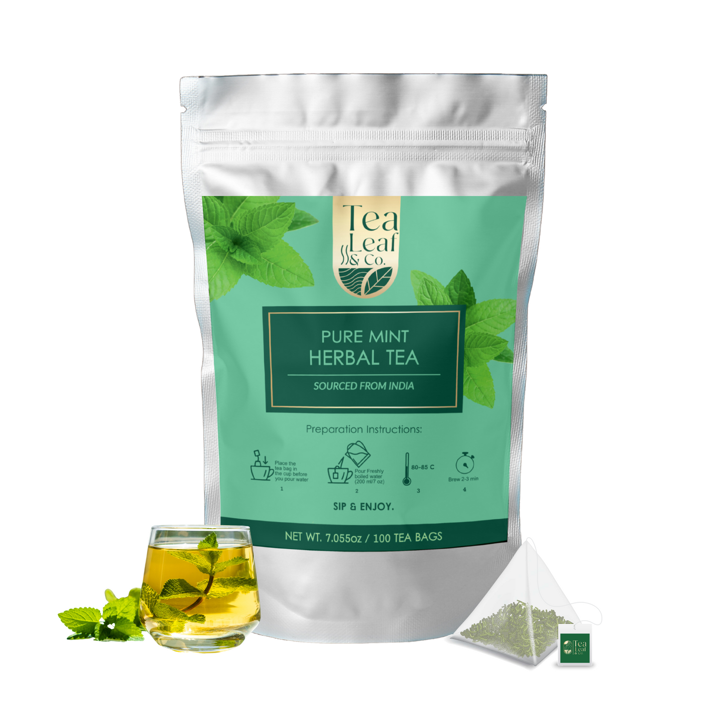 Pure Mint Herbal Tea, 100 Count