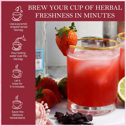 Strawberry Hibiscus Herbal Tea (50 Tea Bags)