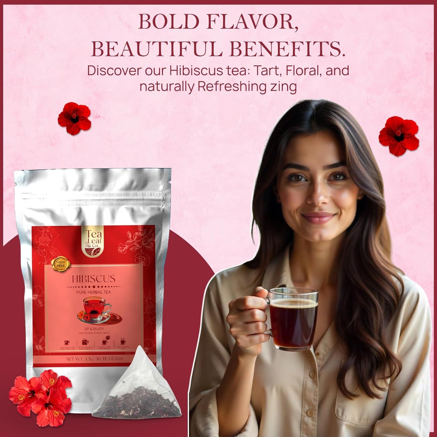 Hibiscus Pure Herbal Tea (50 Tea Bags)