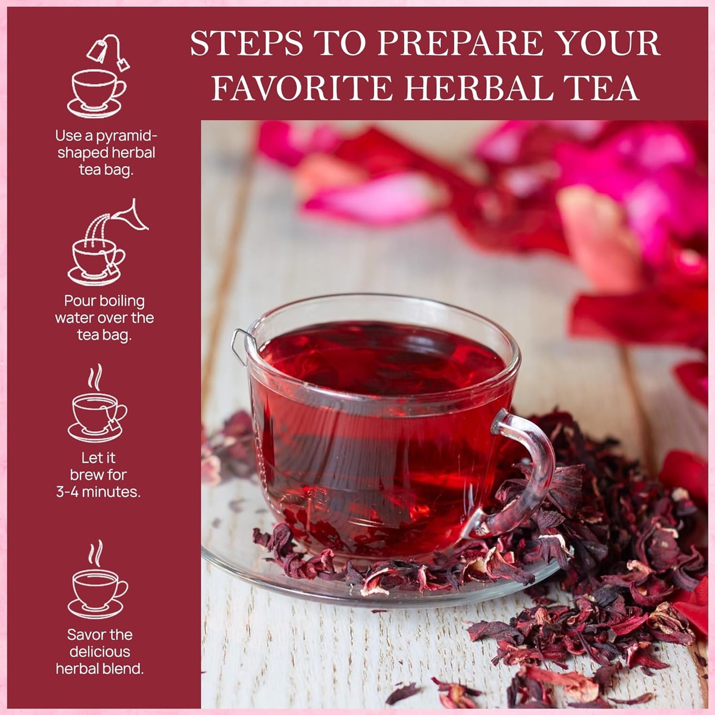 Hibiscus Pure Herbal Tea (50 Tea Bags)