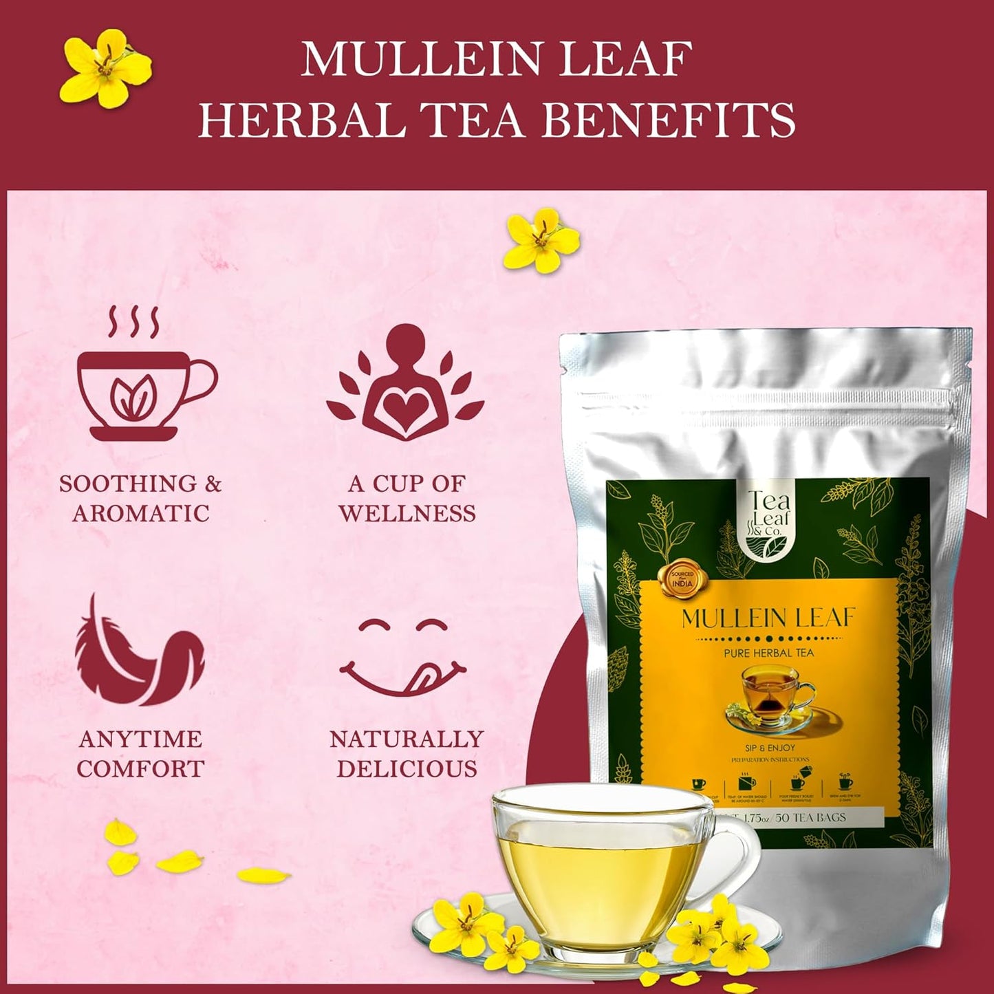 Mullein Leaf Pure Herbal Tea (50 Tea Bags)