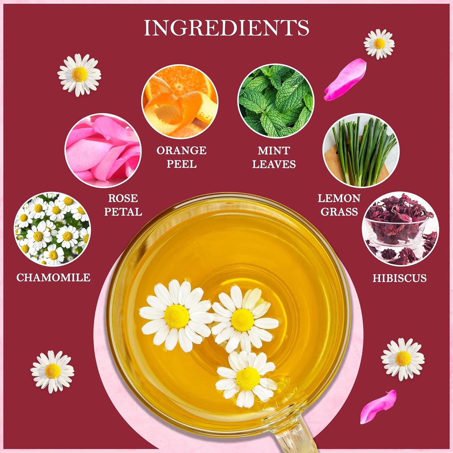 Chamomile Rose Citrus Herbal Tea (50 Tea Bags)