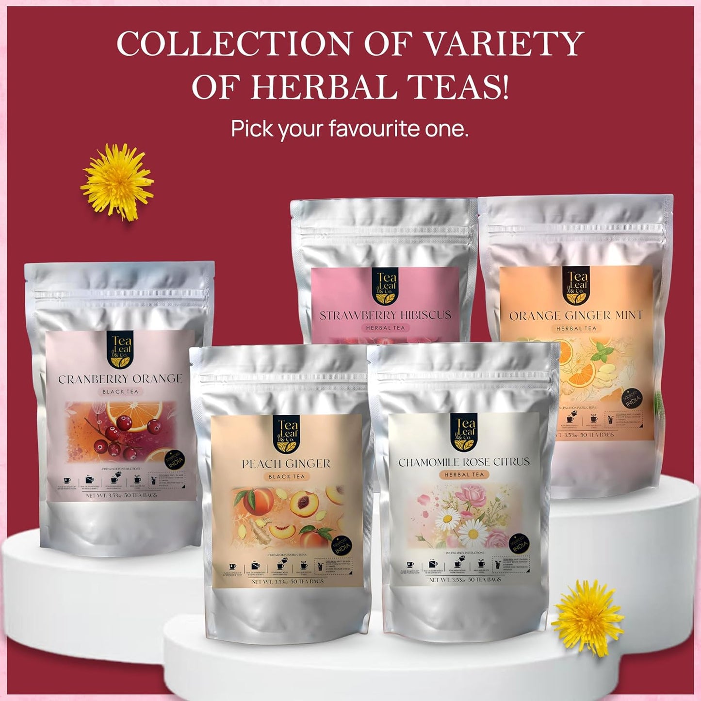 Strawberry Hibiscus Herbal Tea (50 Tea Bags)