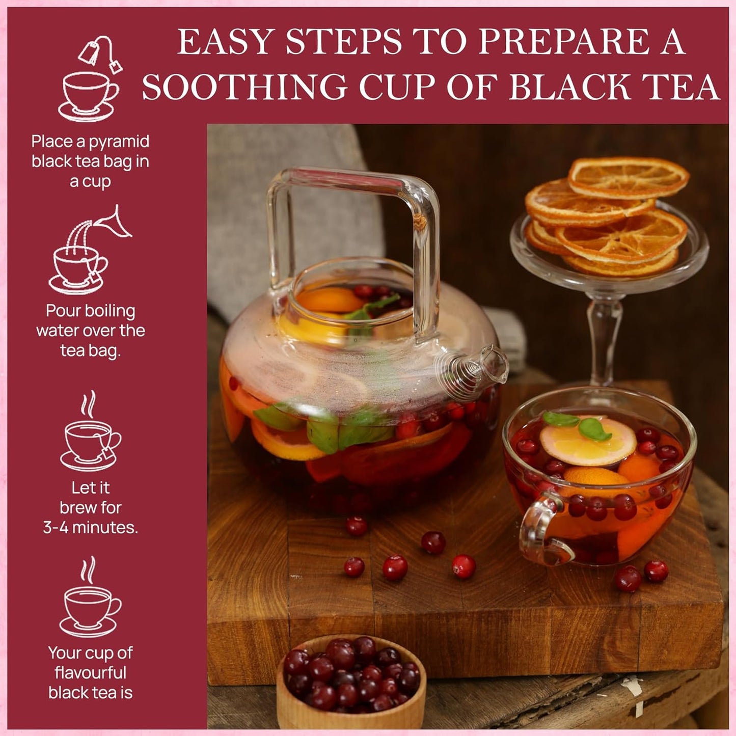 Cranberry Orange Black Tea (50 Tea Bags)