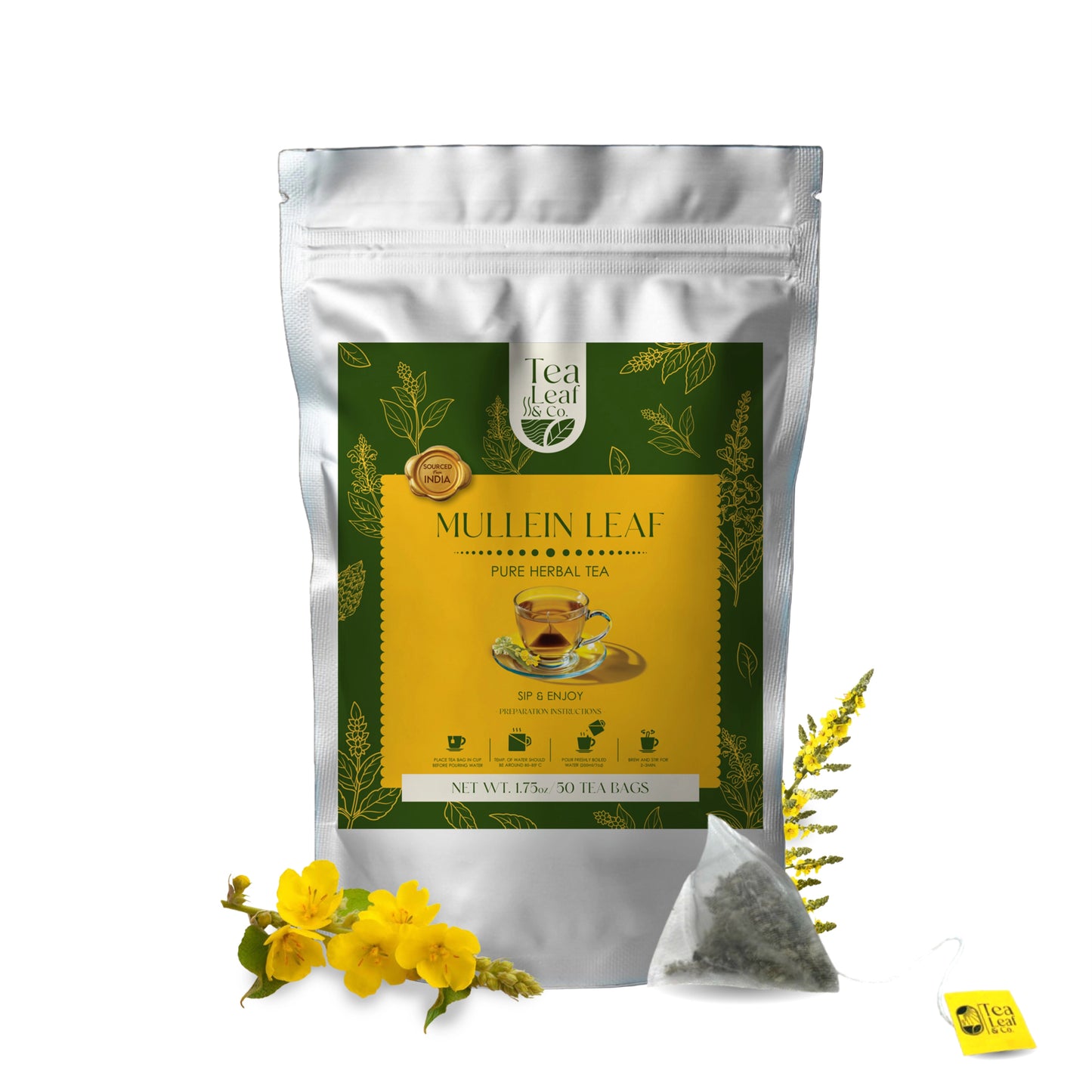 Mullein Leaf Pure Herbal Tea (50 Tea Bags)