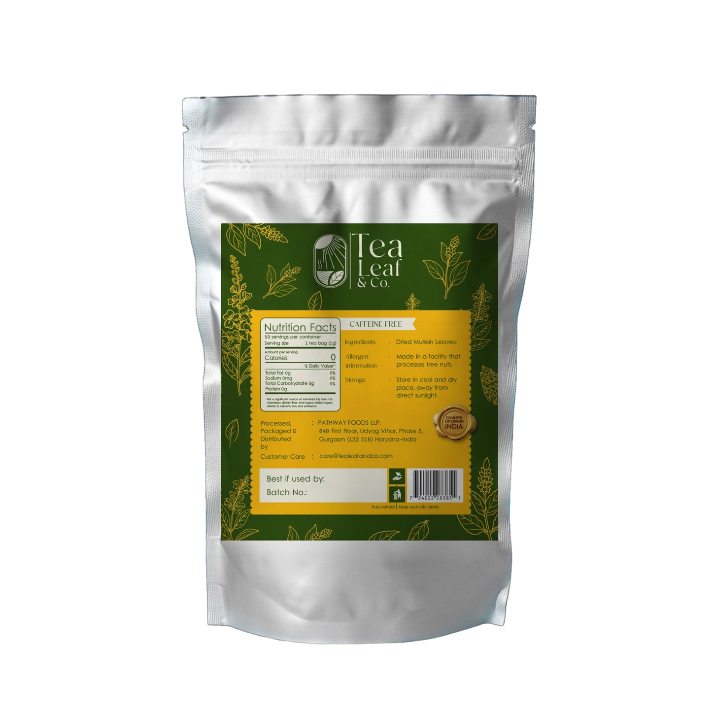 Mullein Leaf Pure Herbal Tea (50 Tea Bags)